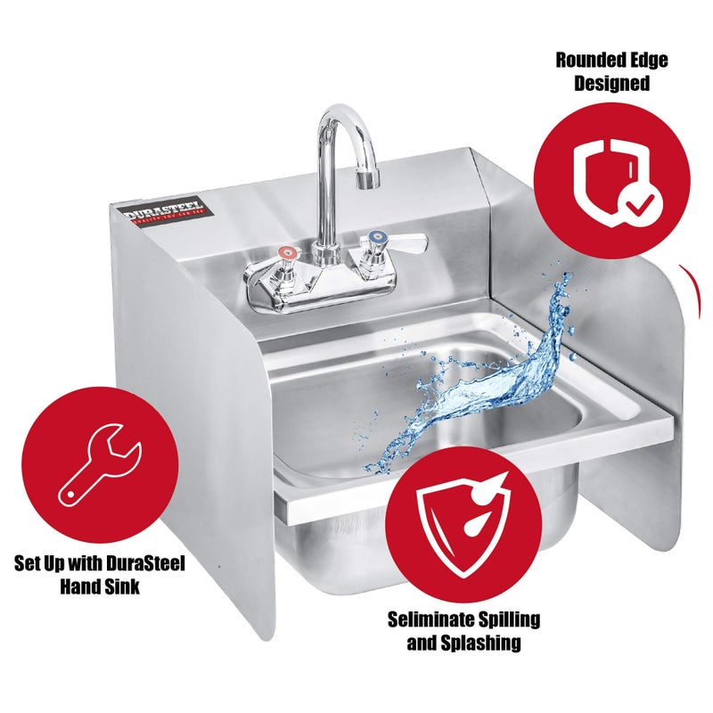 DuraSteel Stainless Steel Sink Splash Guard - 15" x 12" Wall Mount Commercial Kitchen Shield - Kitchen Safety & Hygiene Cooking Splatter Screen - Ideal for Hand Sinks, Prep Sink, Utility Sink - Image 2